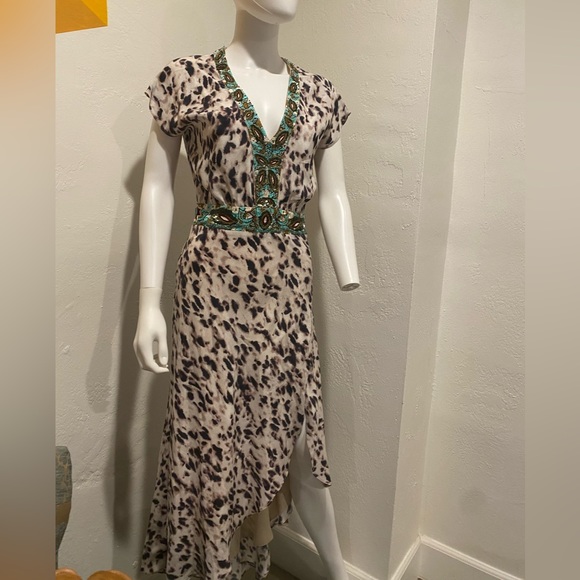 Haute Hippie XS handcrafted blue bead embellished dress - Picture 3 of 16